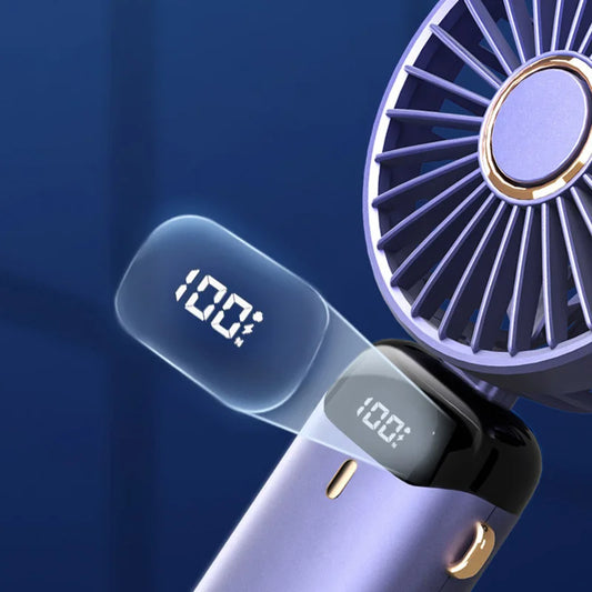 ❄️Cooling Fan – 5-Speed, Rechargeable with Display & Stand